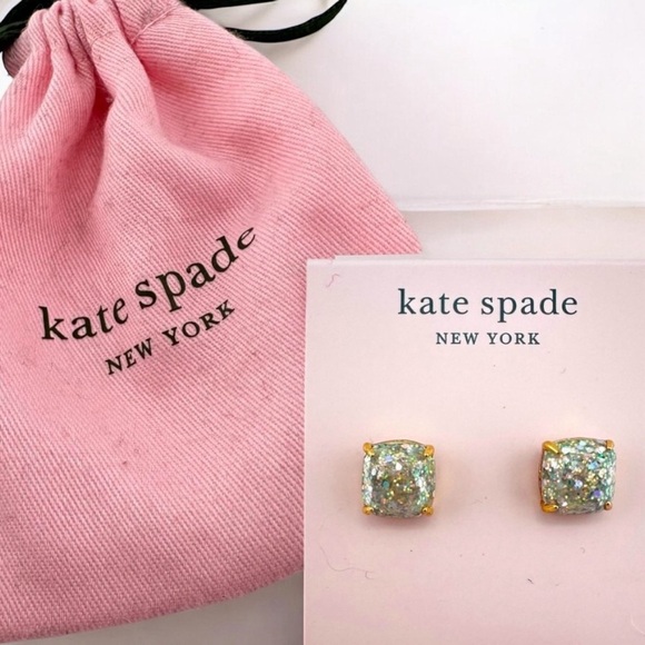 NWT Kate Spade Square Faux Opal Stud Earrings Goldtone & Dust Bag NWT - Picture 7 of 12